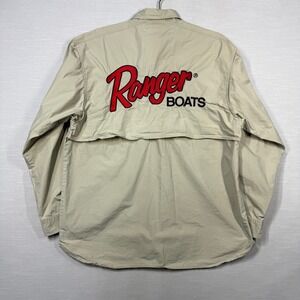 Ranger Boats Shirt Mens M Beige Fishing Vented Outdoor Camping Hunting